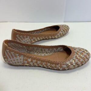 Sigerson Morrison Flats Woven Leather size 8 neutral tan